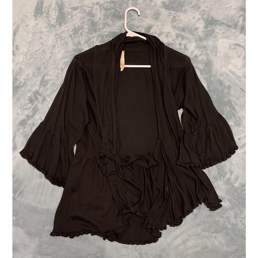 Black Open Cardigan with 3/4 Sleeves